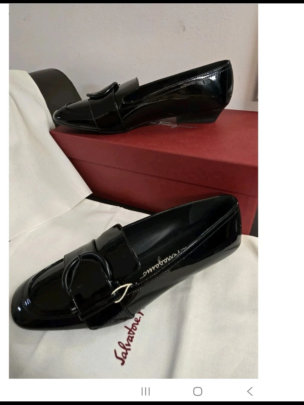 Salvatore Ferragamo Women's Black BONNIE LOAFERS Patent Shiny LEATHER SIZE 8.5 C